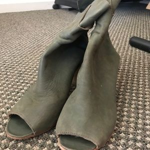 Free People Green Open Toed Booties